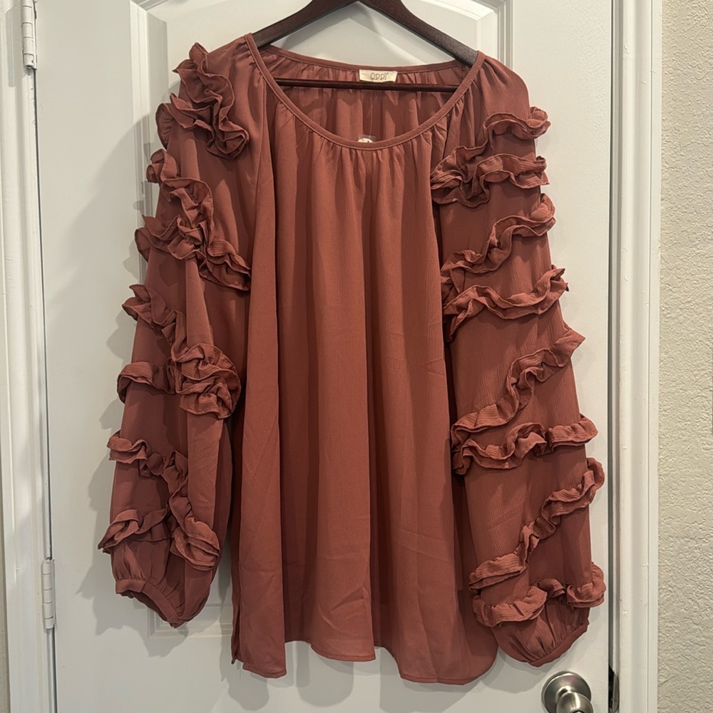 Women’s Blouse with Long Ruffle Sleeves